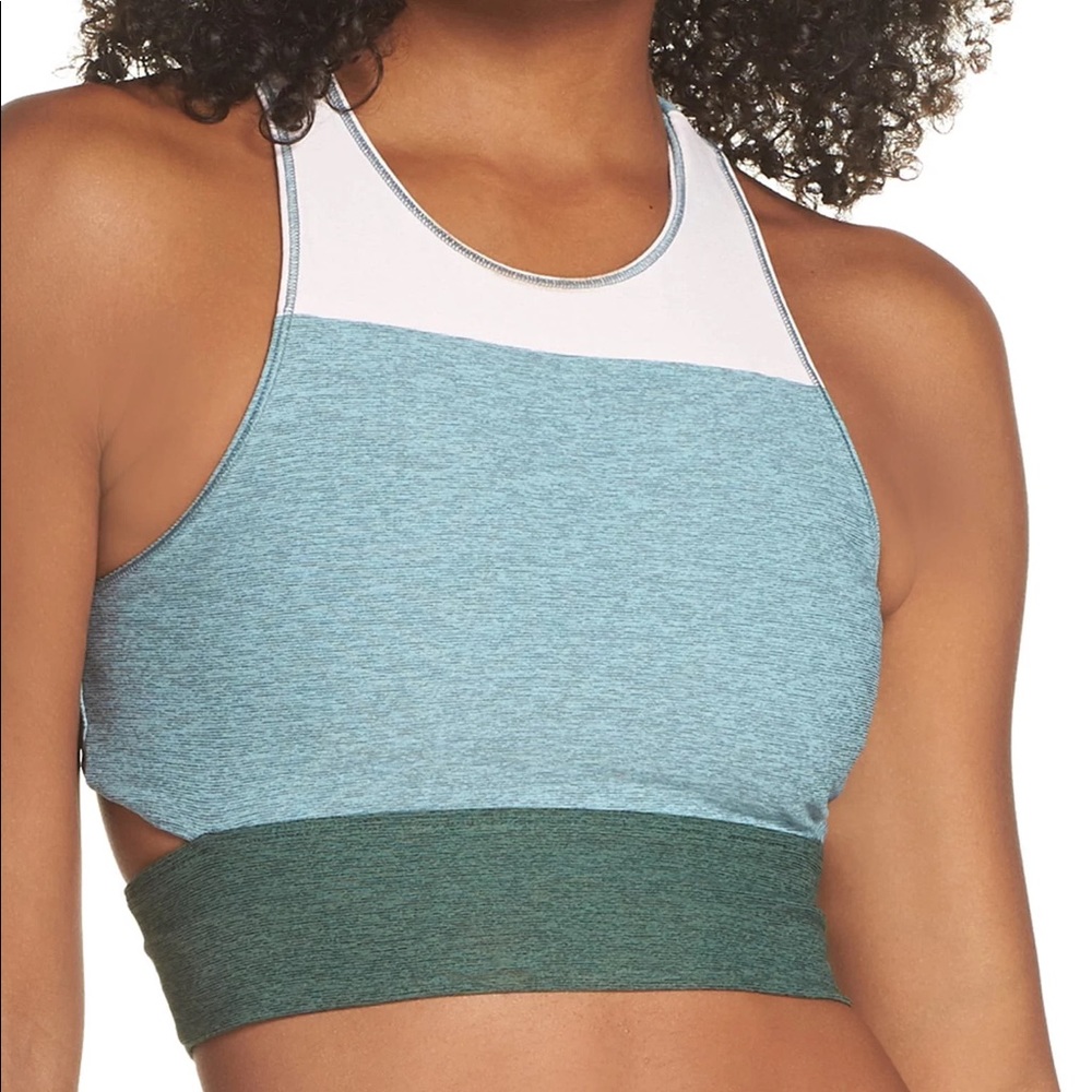 Outdoor Voices | Tri-Tone Slashback Crop Top | Athleisure